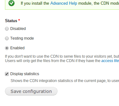 Измение статус CDN модуля на «Enabled» installing_the_module